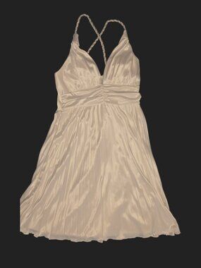 Y2K City Triangles White Satin Dress with Twisted Straps